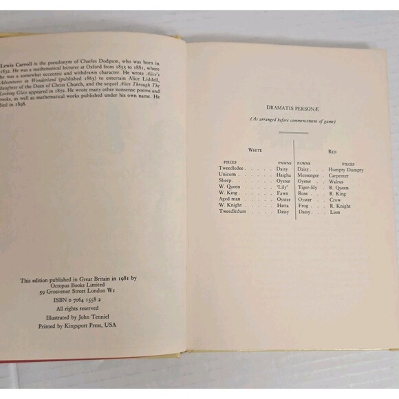 Through The Looking Glass Lewis Carroll John Tenniel Hardcover 1981 Vtg Alice - Picture 4 of 8